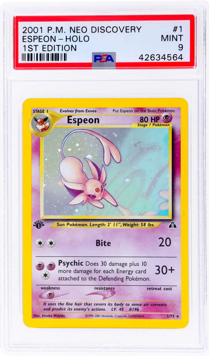 2001 #1 Holo Espeon 1st Edition PSA 9 Pokemon Neo Discovery