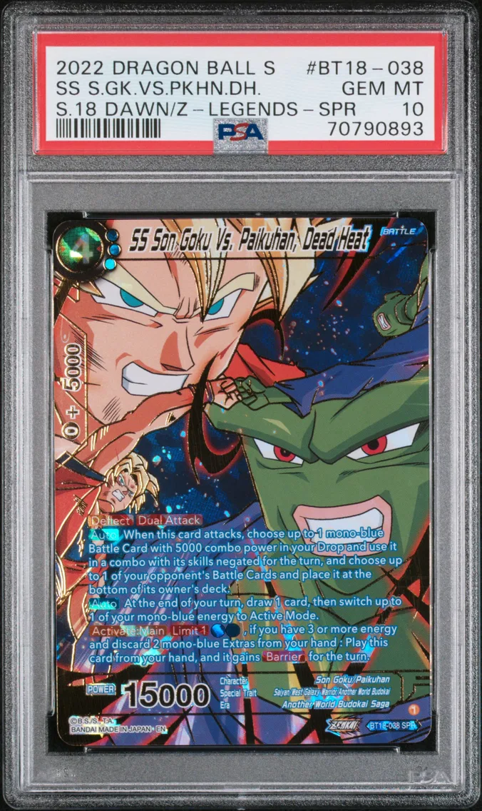 2022 #BT18-038 SS Son Goku vs. Paikuhan, Dead Heat PSA 10 Dragon Ball Super Card Game Series 18 Dawn of the Z-Legends