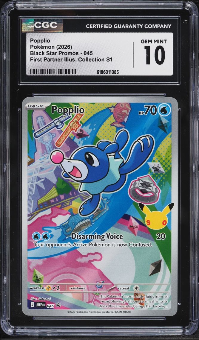 2026 #45 Popplio CGC 10 Pokemon Mega Evolution Promo First Partner Illustration Full Art