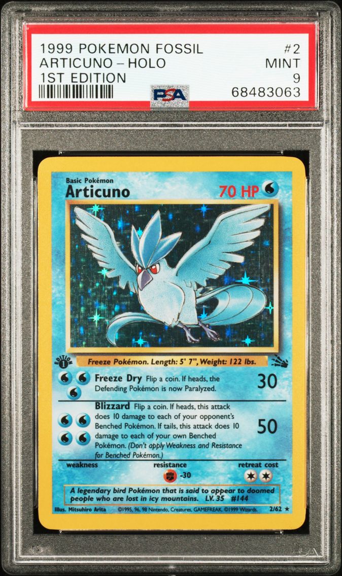 1999 #2 Articuno-Holo 1st Edition PSA 9 Fossil Pokemon
