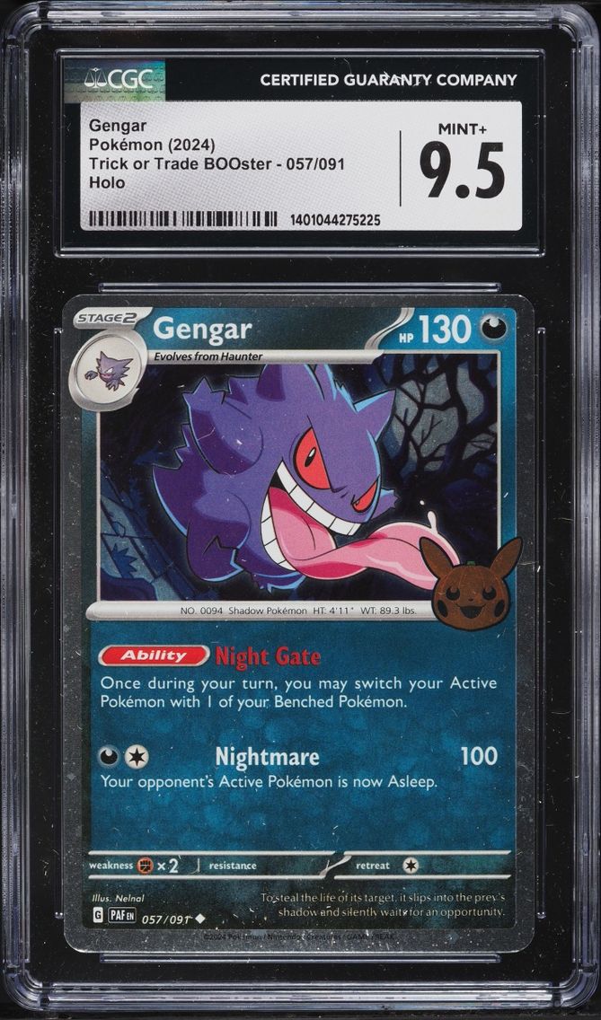 2024 Pokemon Scarlet & Violet Paldean Fates Trick Or Trade Holo Gengar #57 CGC 9.5 MINT+