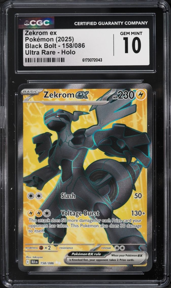 2025 #158 Zekrom ex CGC 10 Pokemon Scarlet & Violet Black Bolt Full Art