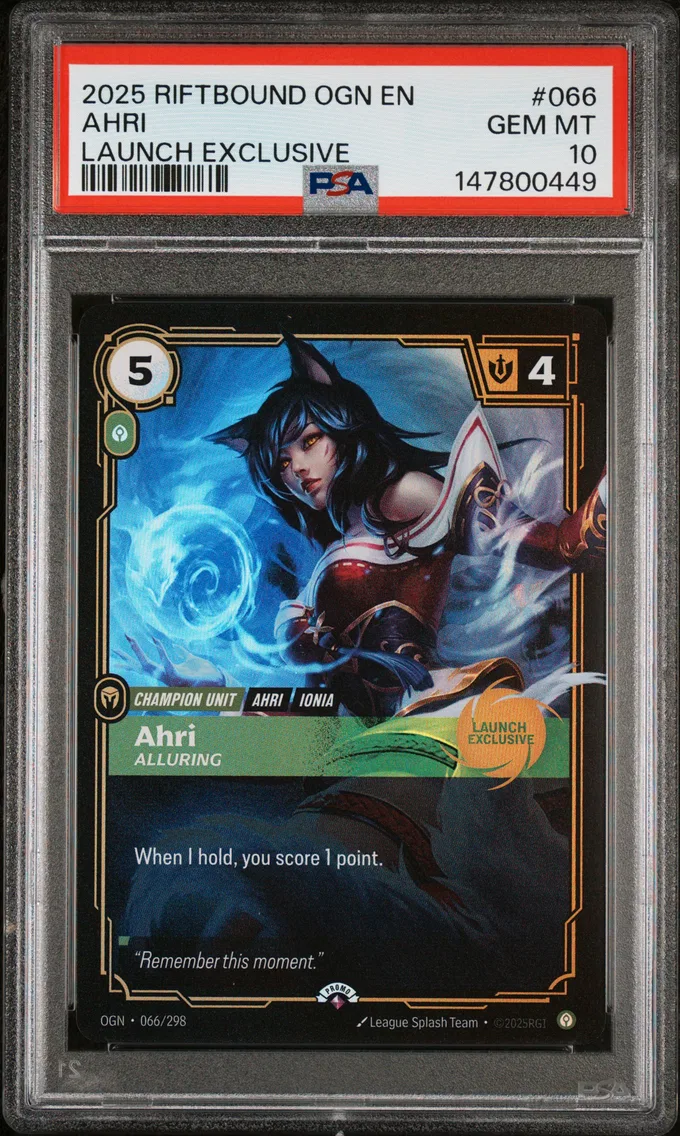 2025 #066 Ahri - Alluring PSA 10 Riftbound: League of Legends Ogn-Origins