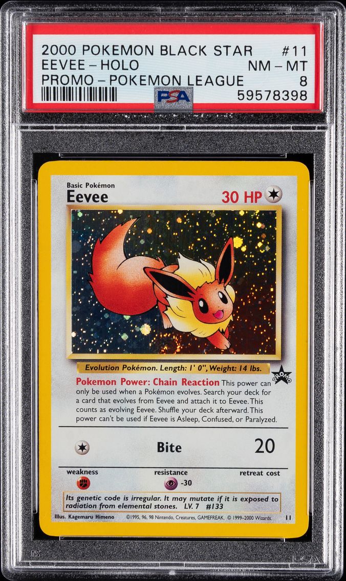 2000 #11 EEVEE-HOLO PSA 8 POKEMON PROMO BLACK STAR | POKEMON LEAGUE