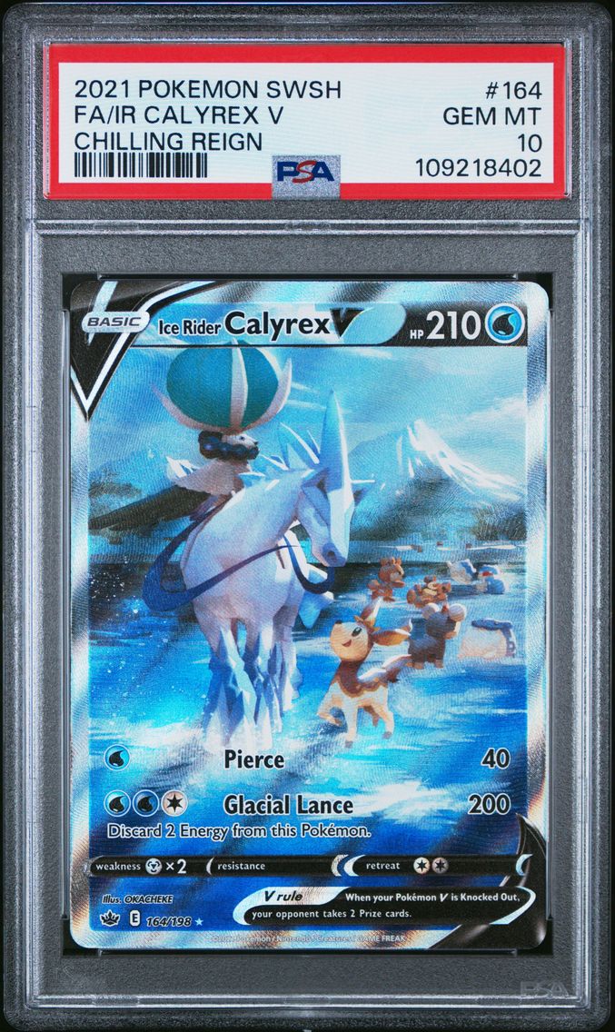 2021 #164 Full Art/Ice Rider Calyrex V PSA 10 Sword & Shield Chilling Reign Pokemon