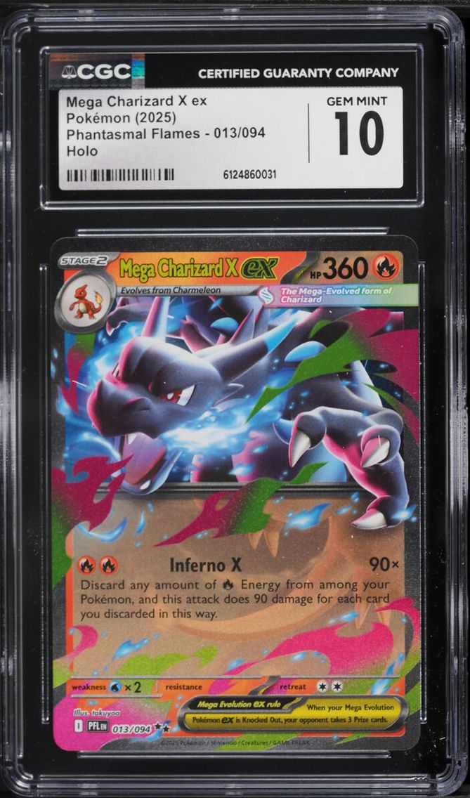 2025 Pokemon Mega Phantasmal Flames Holo Mega Charizard X ex #13 CGC 10 GEM MINT