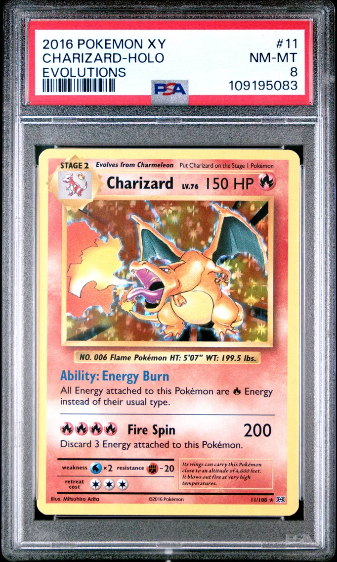 2016 #11 Charizard-Holo PSA 8 XY Evolutions