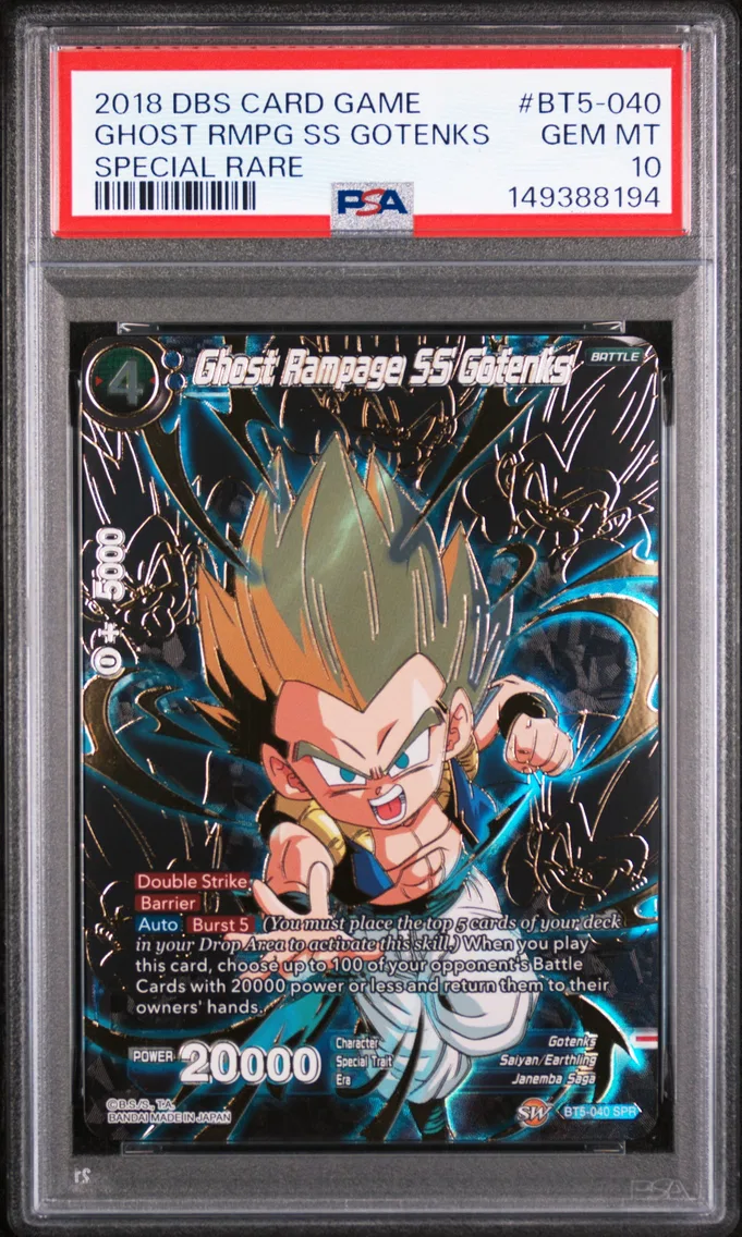 2018 #BT5-040 Ghost Rampage SS Gotenks PSA 10 Dragon Ball Super Card Game Series 5 Miraculous Revival
