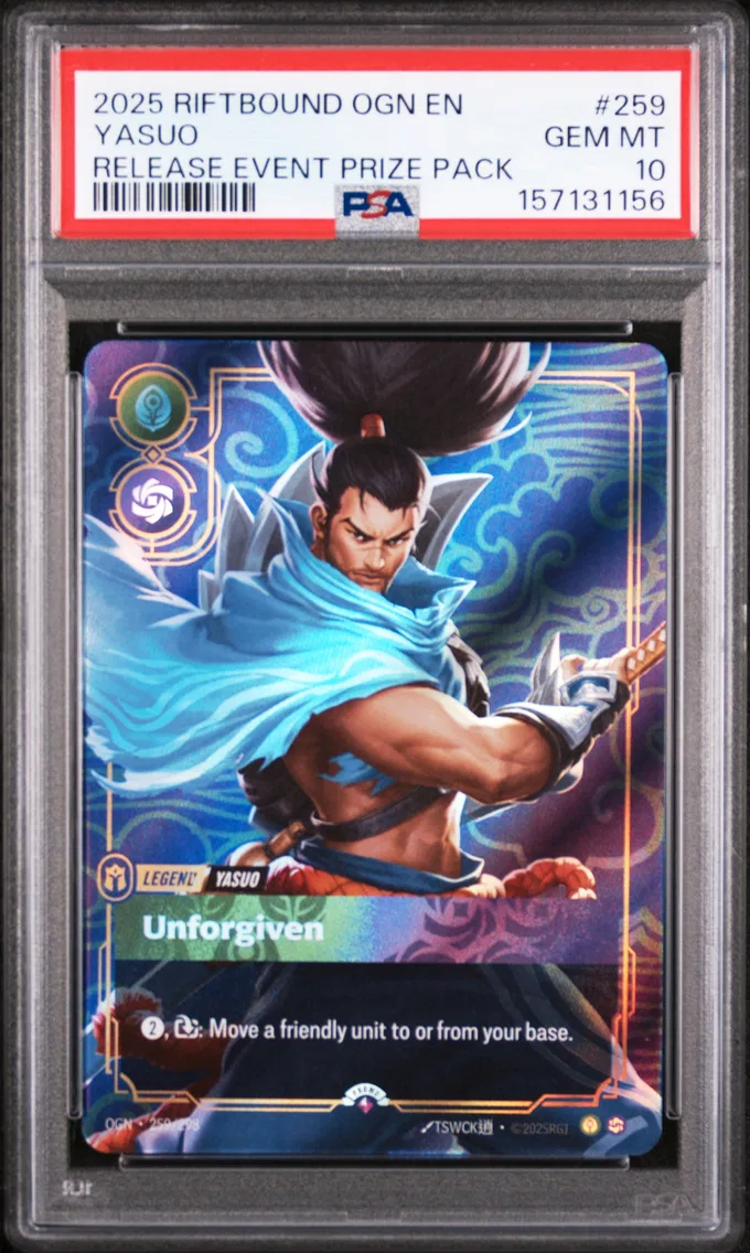 2025 #259 Yasuo - Unforgiven PSA 10 Riftbound: League of Legends Ogn-Origins