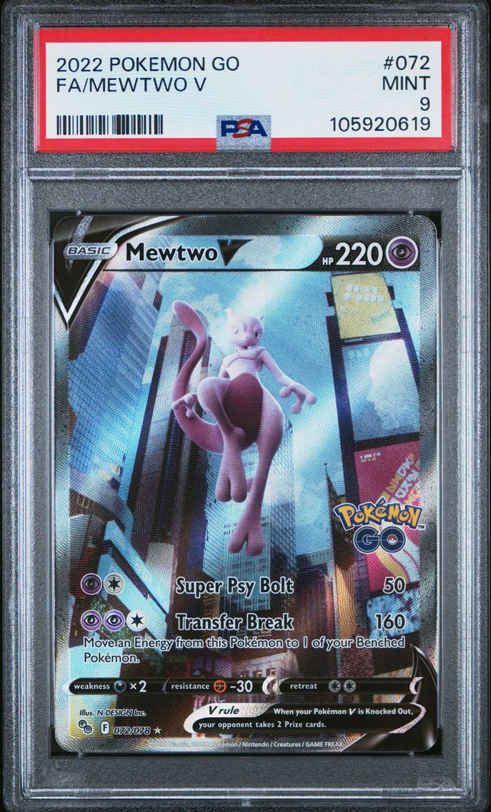 2022 #072 FULL ART/MEWTWO V PSA 9 POKEMON GO