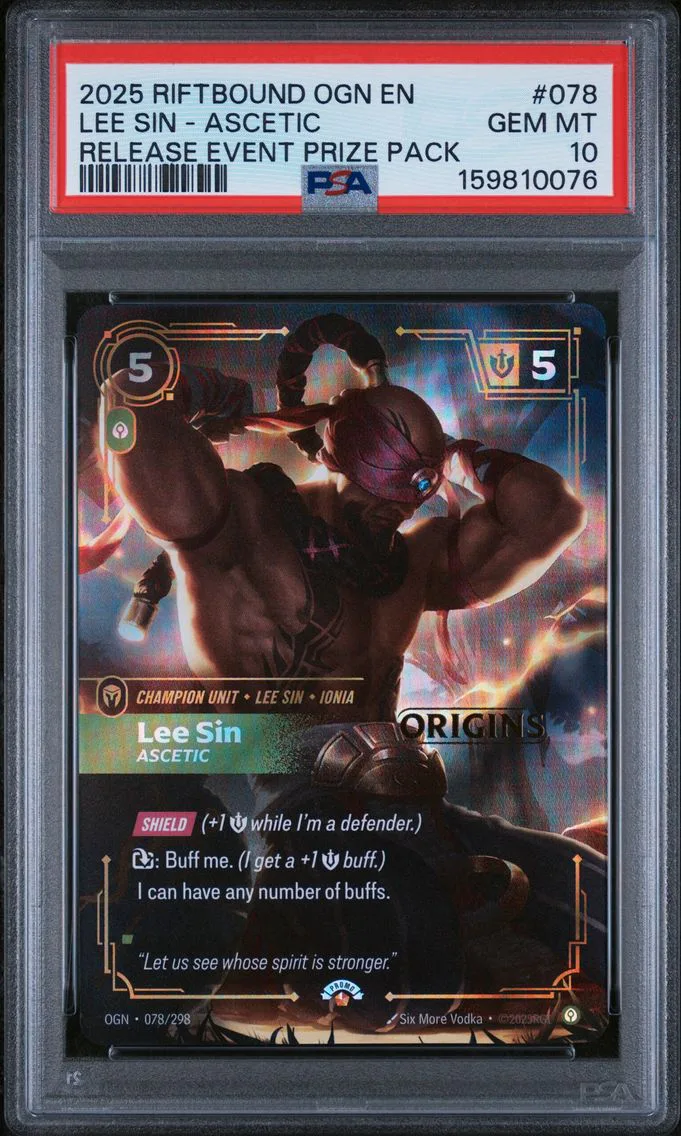2025 #078 Lee Sin - Ascetic PSA 10 Riftbound: League of Legends Ogn-Origins