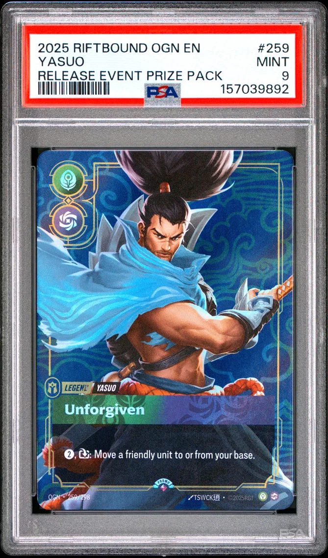 2025 #259 Yasuo - Unforgiven PSA 9 Riftbound: League of Legends Ogn-Origins