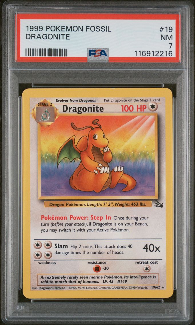 1999 #19 Dragonite PSA 7 Fossil