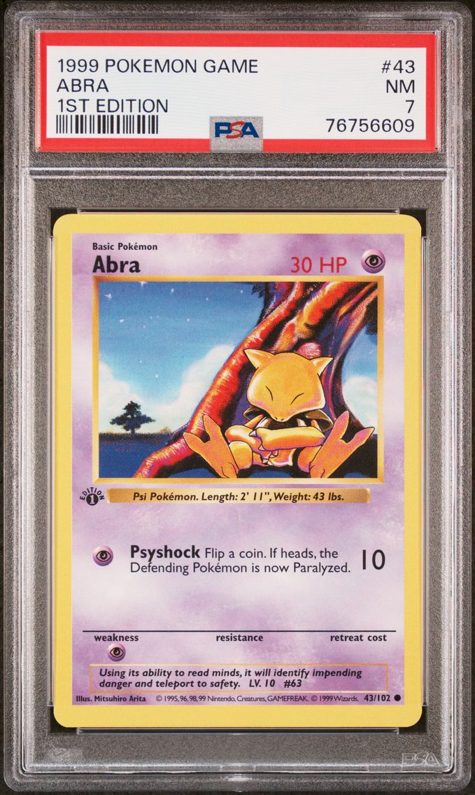 1999 #43 Abra 1st Edition PSA 7 Game Pokemon