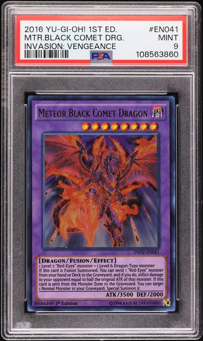 2016 #EN041 Meteor Black Comet Dragon PSA 9 Yu-Gi-Oh! Invasion: Vengeance 1st Edition