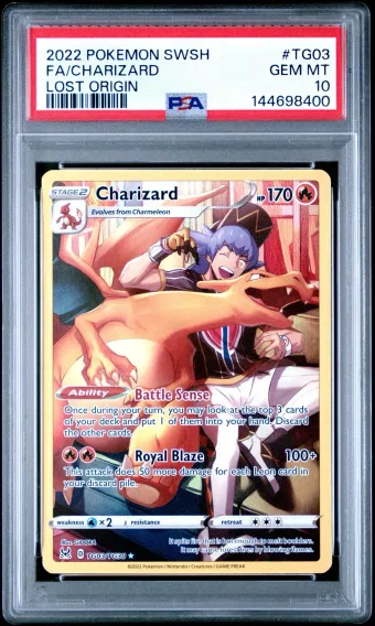 2022 #TG03 Full Art/Charizard PSA 10 Sword & Shield Lost Origin