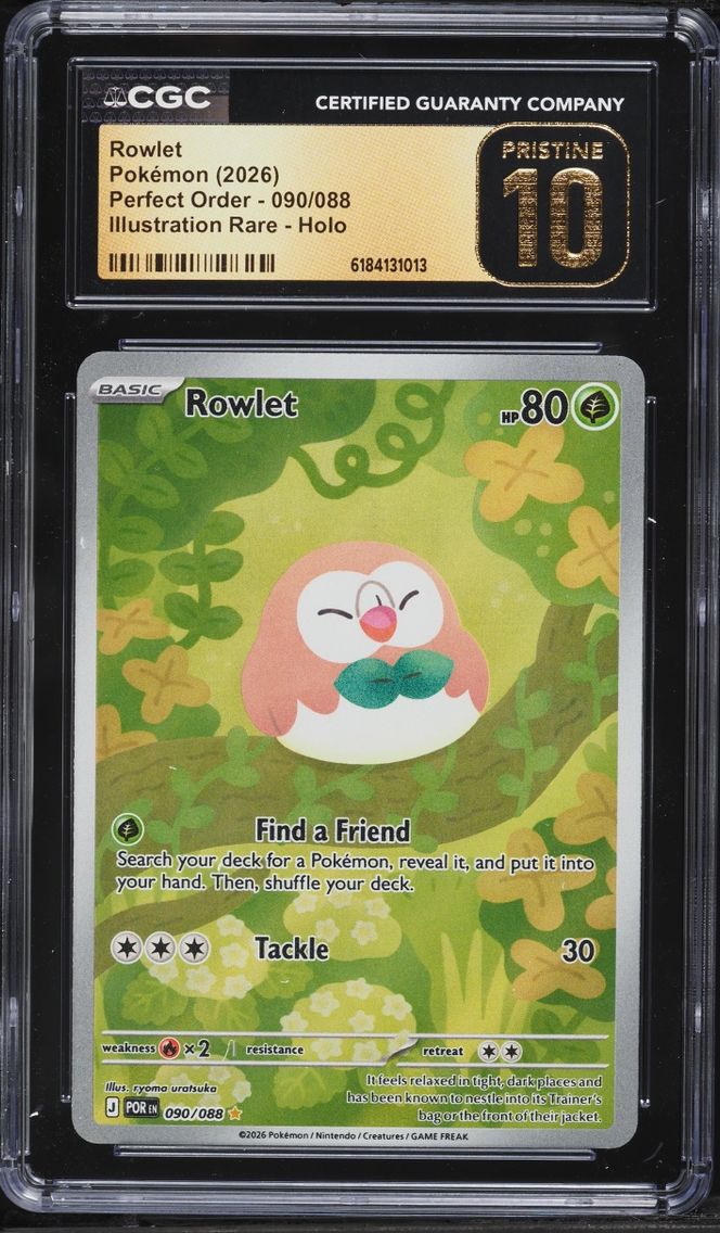2026 #90 Rowlet CGC 10 Pokemon Mega Evolution Perfect Order IR