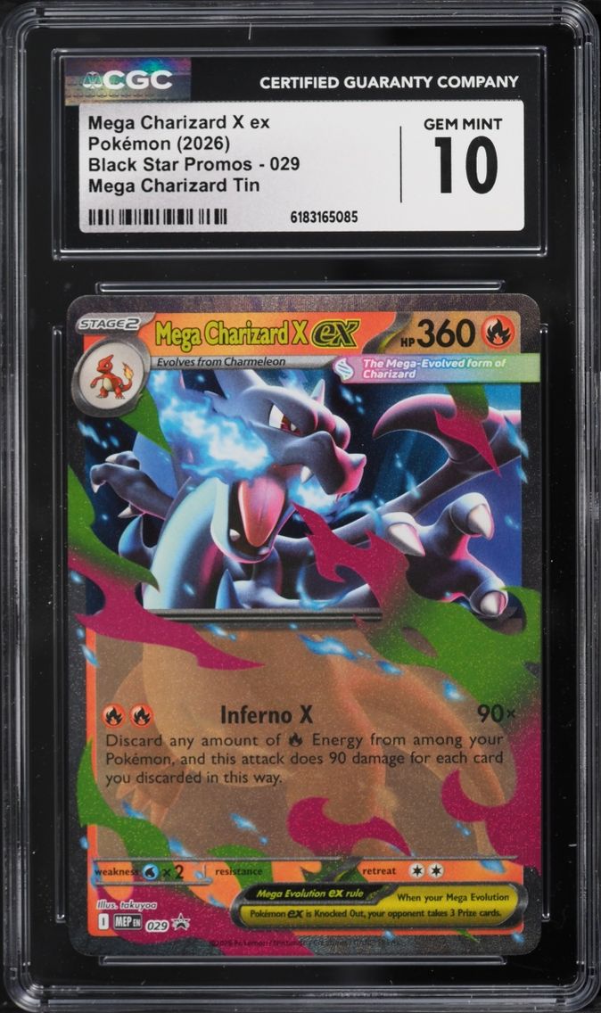 2026 Pokemon Mega Evolution Promo Tin Mega Charizard X ex #29 CGC 10 GEM MINT