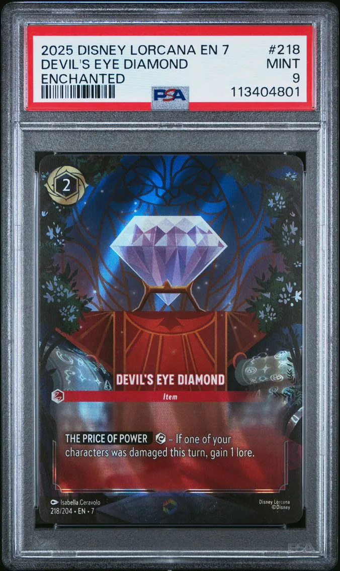 2025 #218 Devil's Eye Diamond PSA 9 Disney Lorcana EN 7-Archazia's Island