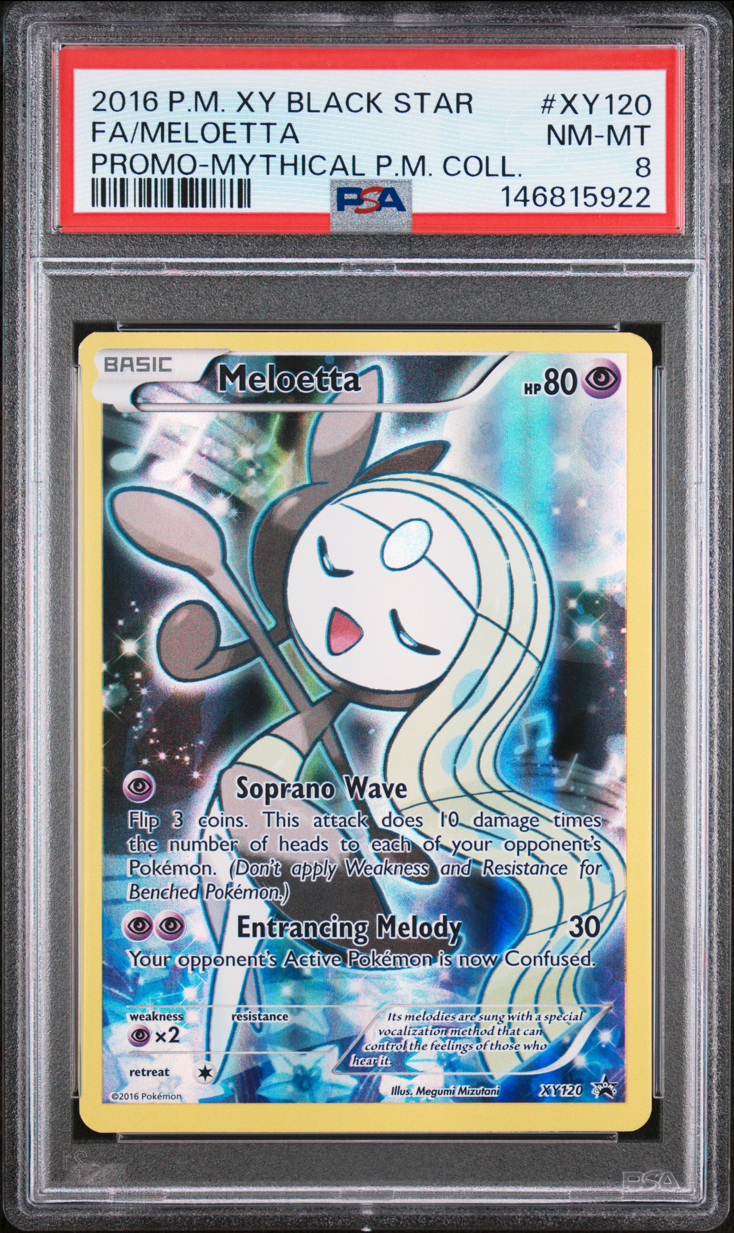 2016 #Xy120 Full Art/Meloetta PSA 8 Xy Black Star Promo