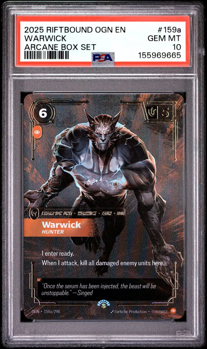 2025 #159a Warwick - Hunter PSA 10 Riftbound: League of Legends Ogn-Origins