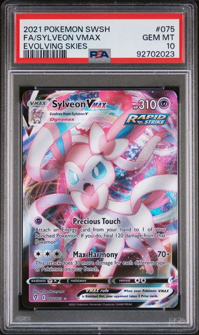 2021 #075 Full Art/Sylveon Vmax PSA 10 Sword & Shield Evolving Skies Pokemon