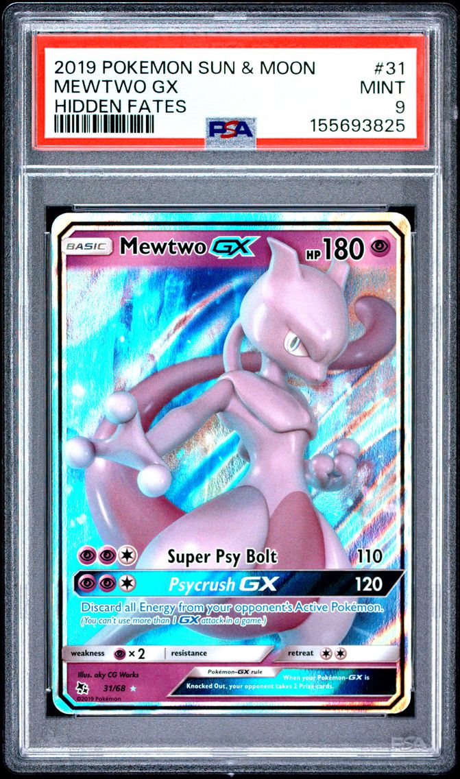 2019 #31 Mewtwo GX PSA 9 Sun & Moon Hidden Fates