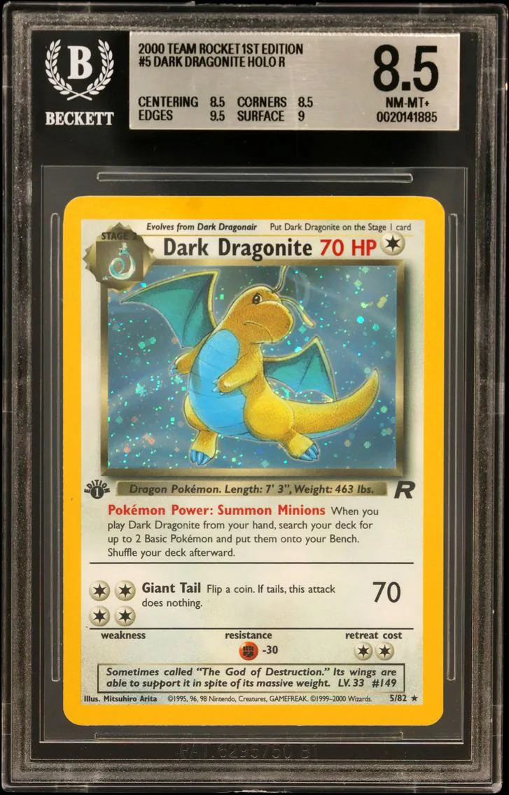2000 #5 Dark Dragonite HOLO R BGS 8.5 Team Rocket 1st Edition