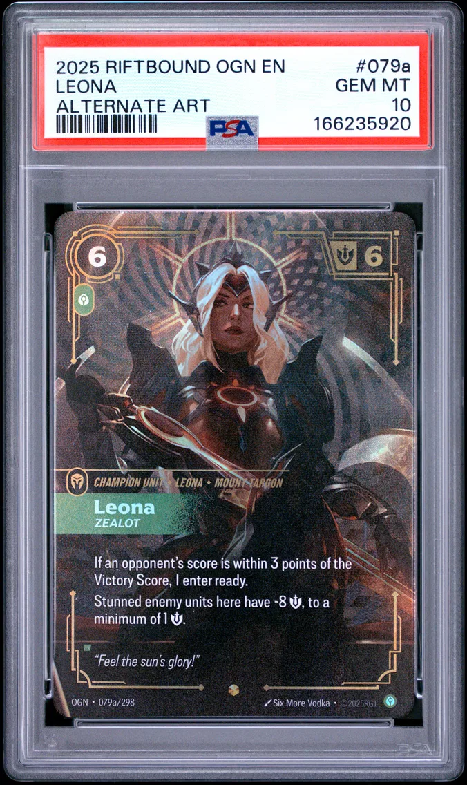 2025 #079a Leona - Zealot PSA 10 Riftbound: League of Legends Ogn-Origins