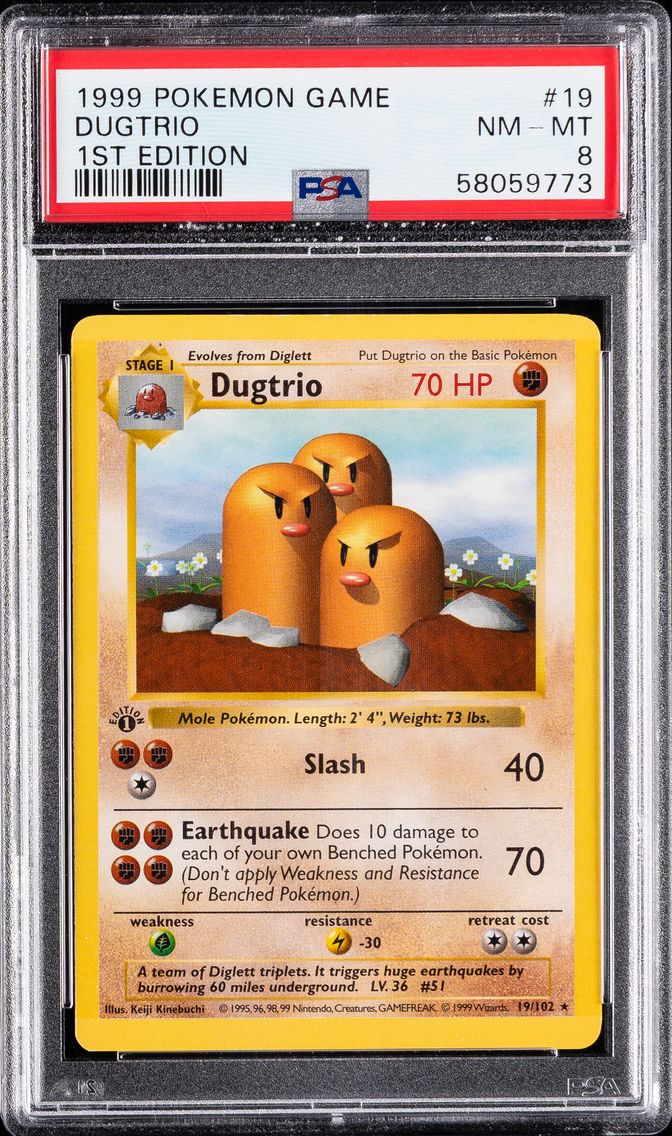 1999 #19 Dugtrio 1st Edition PSA 8 Game Pokemon