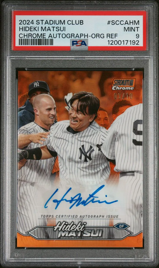 2024 #SCCAHM Hideki Matsui PSA 9 Topps Stadium Club Chrome Autographs