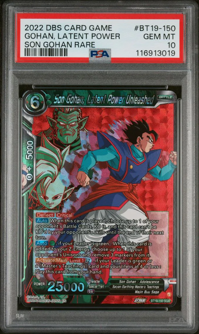 2022 #BT19-150 Son Gohan, Latent Power Unleashed PSA 10 Dragon Ball Super Card Game Series 19 Fighter's Ambition