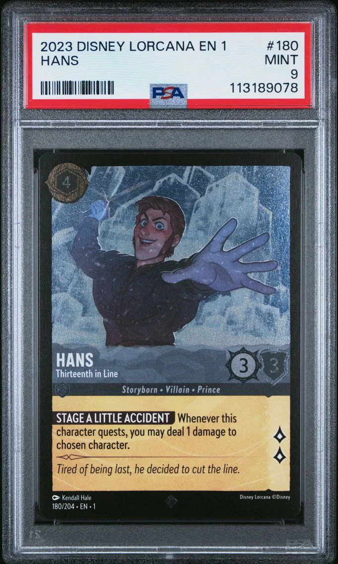 2023 #180 Hans - Thirteenth in Line PSA 9 Disney Lorcana EN 1-the First Chapter