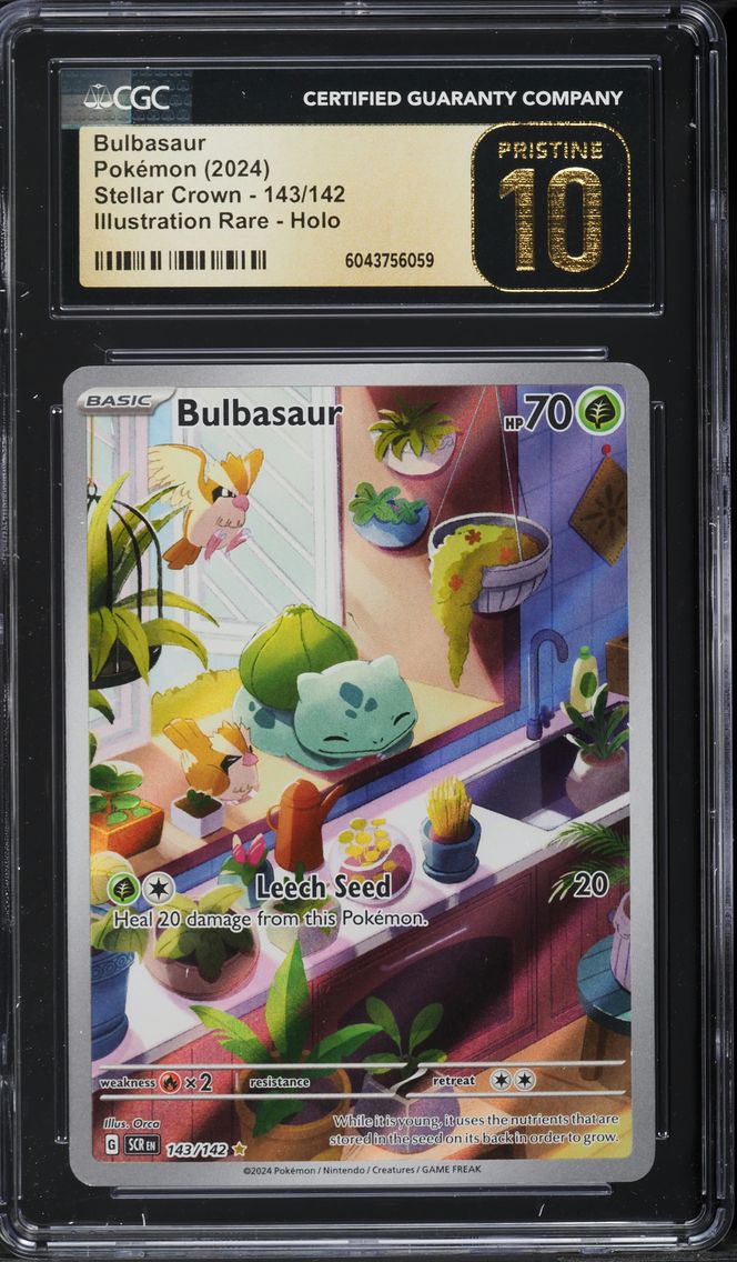 2024 #143 Bulbasaur CGC 10 Pristine Scr EN-Stellar Crown Pokemon