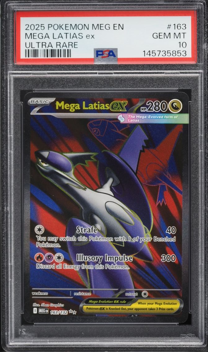 2025 Pokemon Mega Evolution Full Art Mega Latias ex #163 PSA 10 GEM MINT
