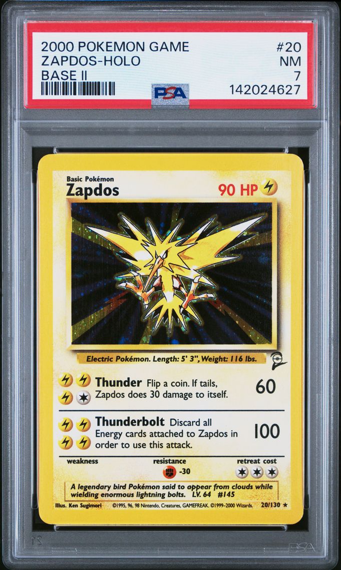 2000 #20 Zapdos-Holo PSA 7 Game Base II Pokemon