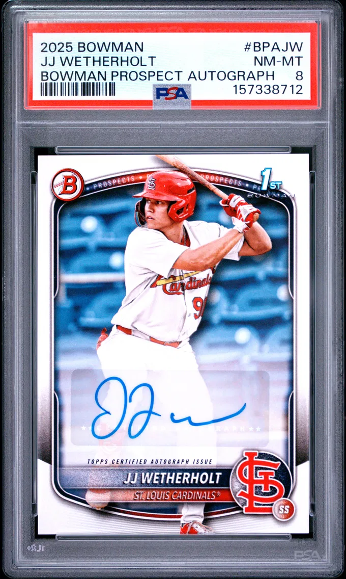 2025 #BPAJW JJ WETHERHOLT PSA 8 Bowman Bowman Prospect Autographs