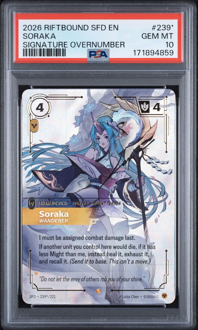 2026 #239* Soraka - Wanderer PSA 10 Riftbound: League of Legends Sfd-Spiritforged