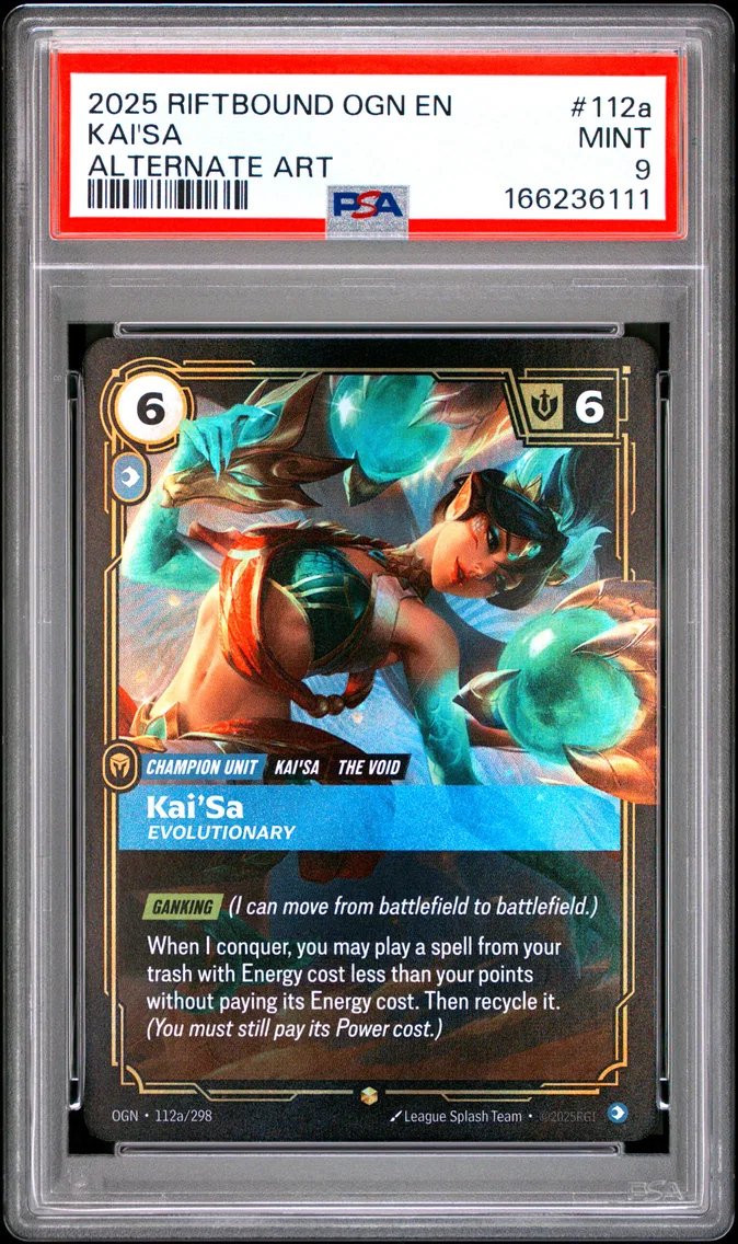 2025 #112a Kai'SA - Evolutionary PSA 9 Riftbound: League of Legends Ogn-Origins