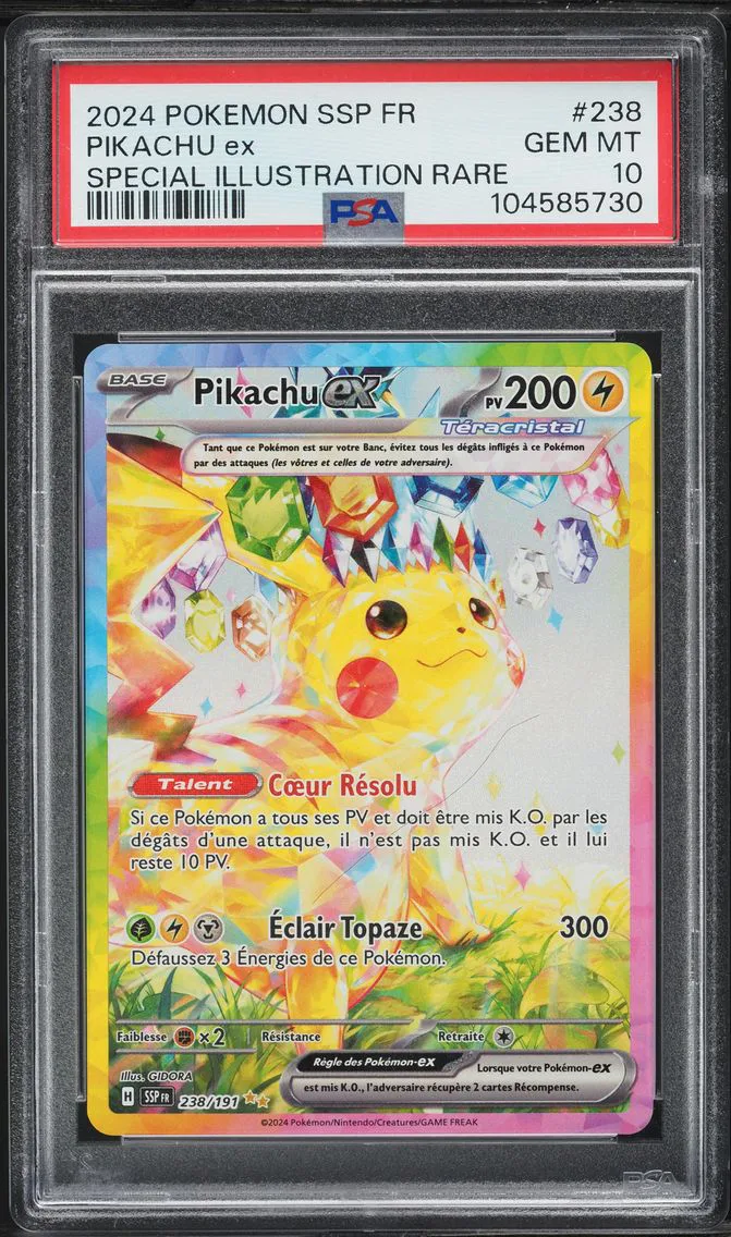 2024 #238 Pikachu EX PSA 10 French Ssp FR-Surging Sparks Pokemon