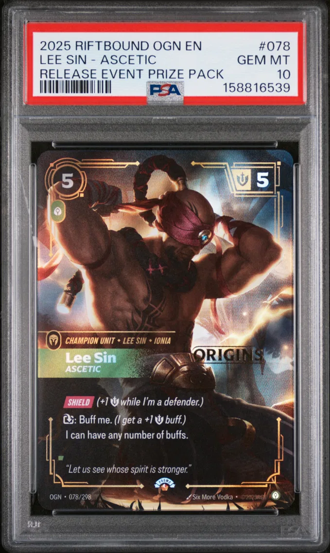 2025 #078 Lee Sin - Ascetic PSA 10 Riftbound: League of Legends Ogn-Origins