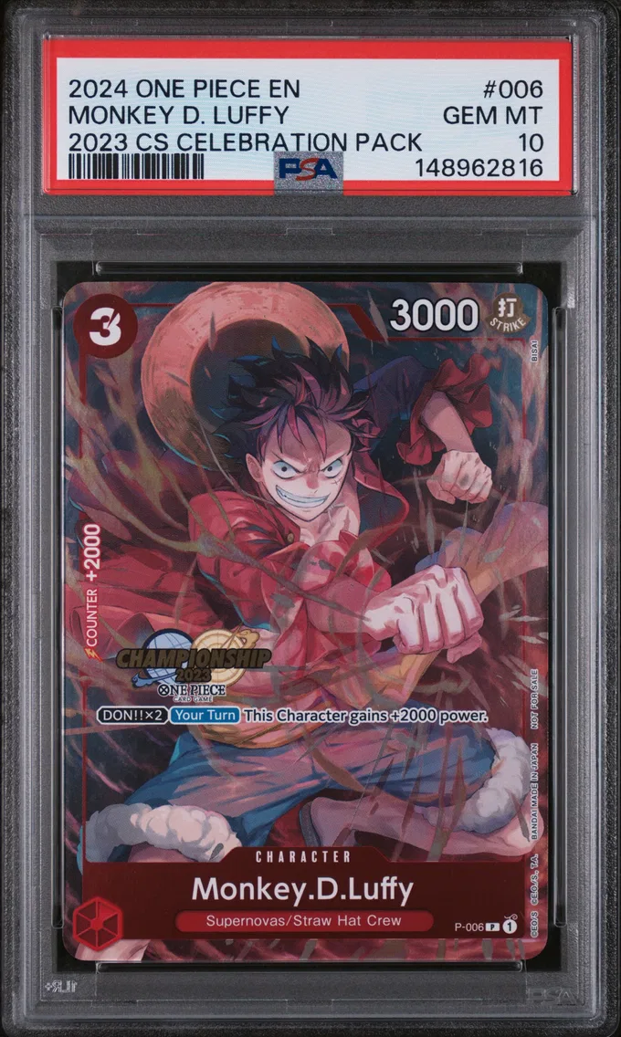 2024 #006 Monkey D. Luffy PSA 10 One Piece Championship 2023 Celebration Pack