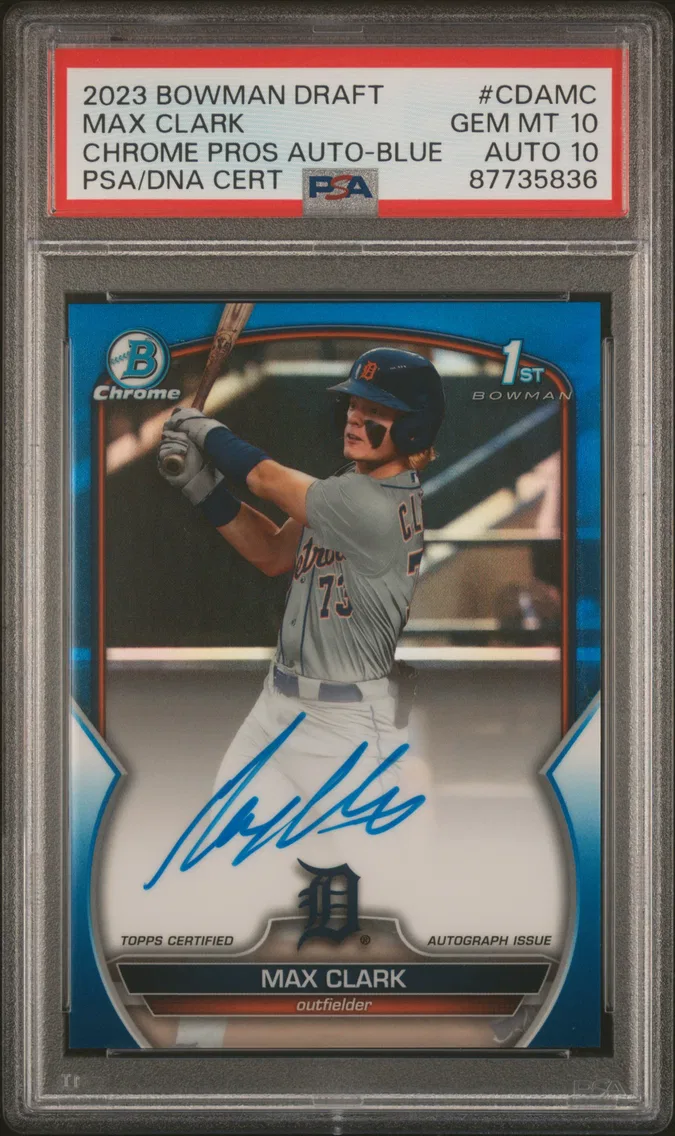 2023 #CDAMC MAX CLARK PSA 10 Bowman Draft Chrome Prospect Autograph