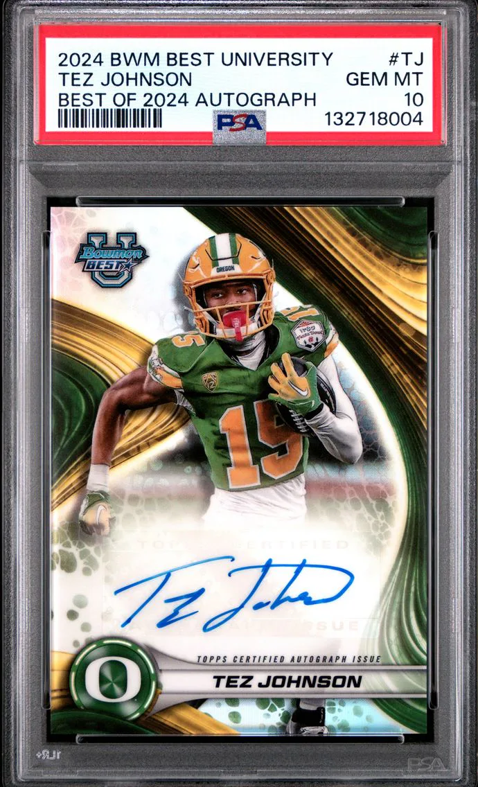 2024 #TJ Tez Johnson PSA 10 Bowman Best University Best of 2024 Autographs