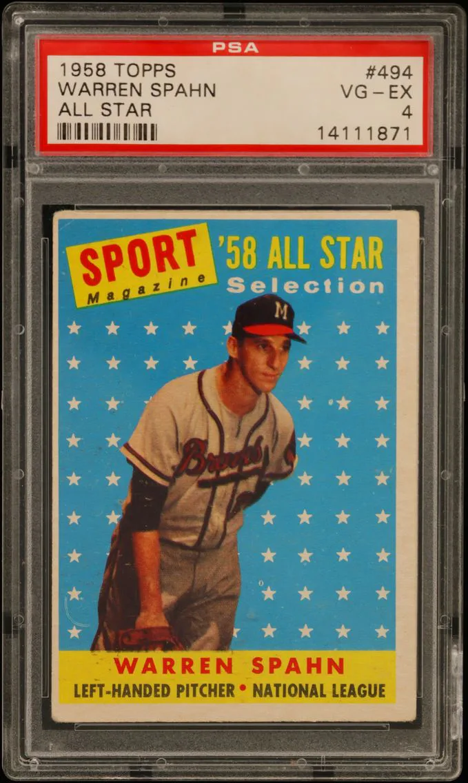 1958 #494 Warren Spahn PSA 4 Topps