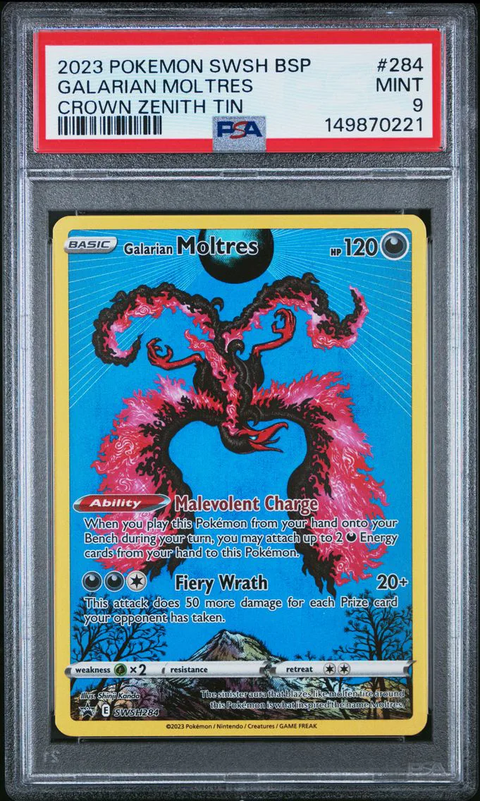 2023 #284 Galarian Moltres PSA 9 Swsh Black Star Promo