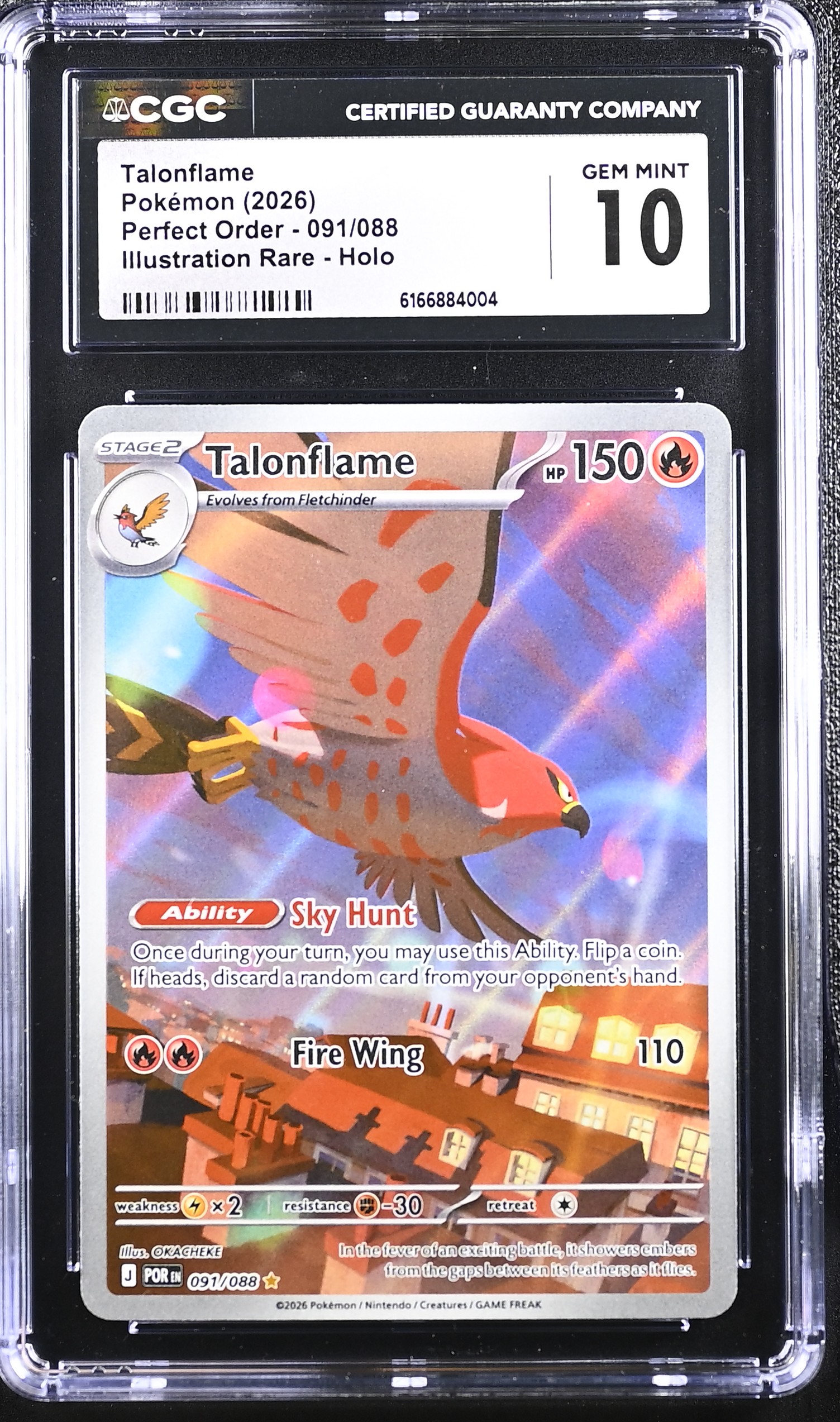 2026 #091 Talonflame CGC 10 Perfect Order - Por En - English