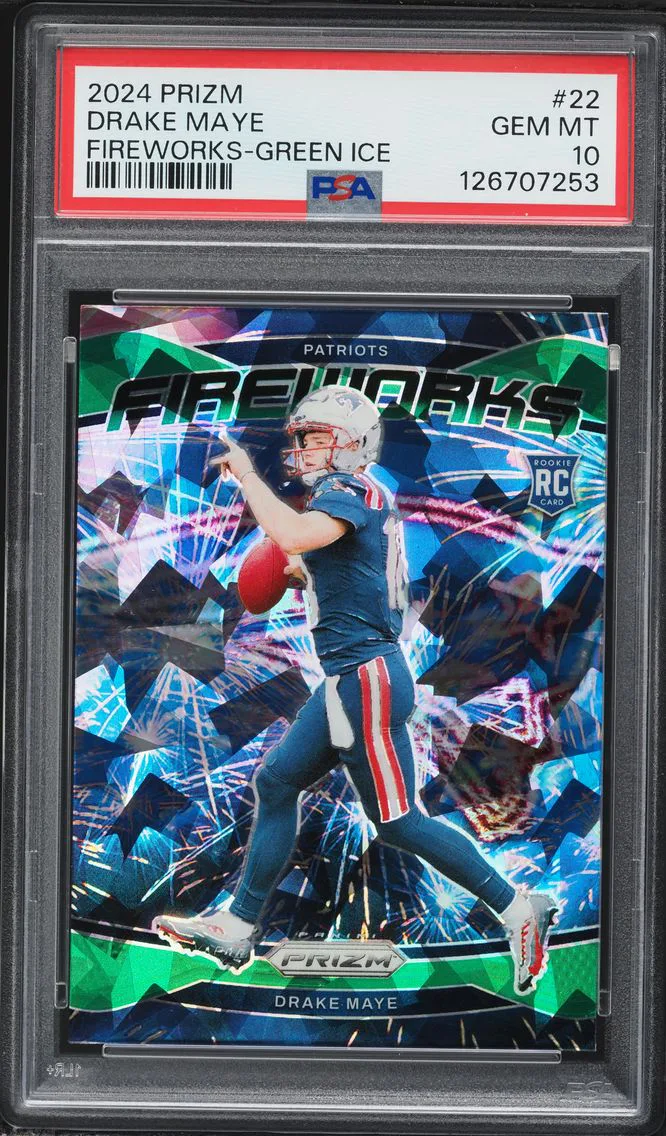 2024 #22 Drake Maye PSA 10 Panini Prizm Fireworks Football