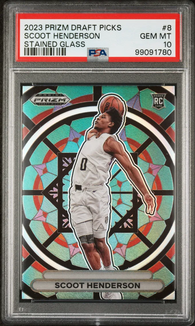 2023 #8 SCOOT HENDERSON PSA 10 Panini Prizm Draft Picks Stained Glass