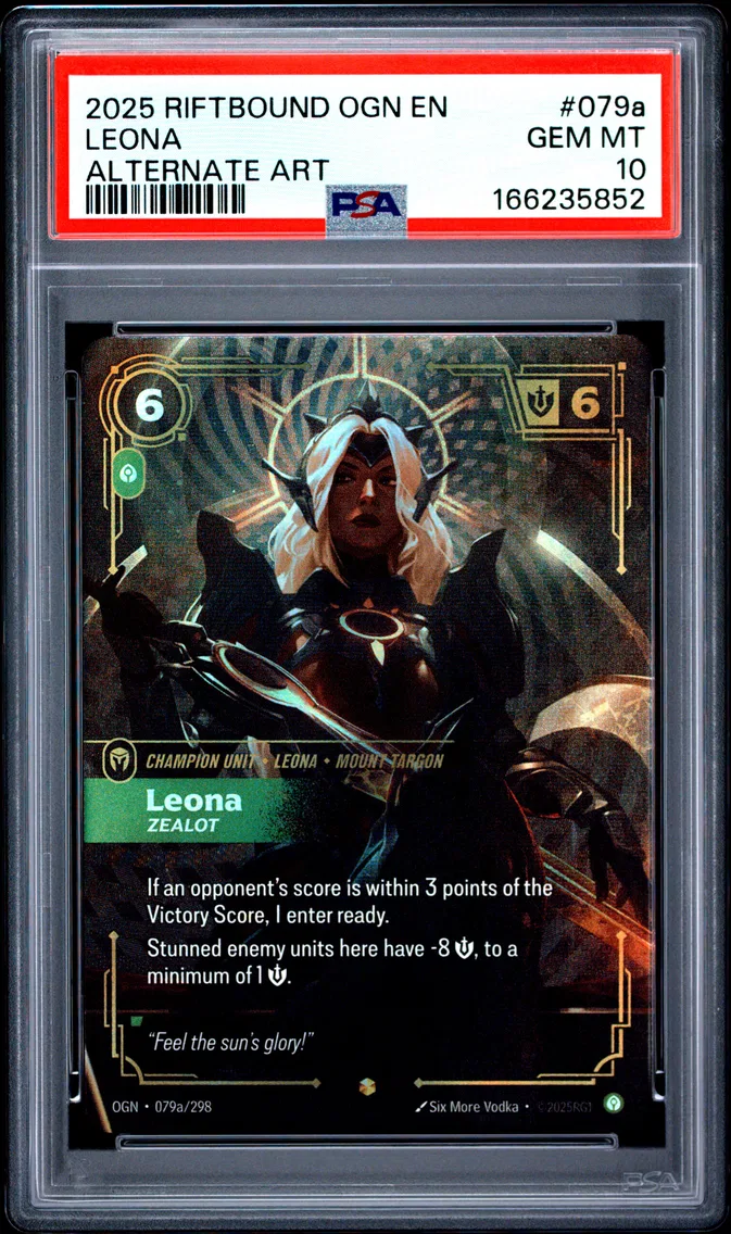 2025 #079a Leona - Zealot PSA 10 Riftbound: League of Legends Ogn-Origins